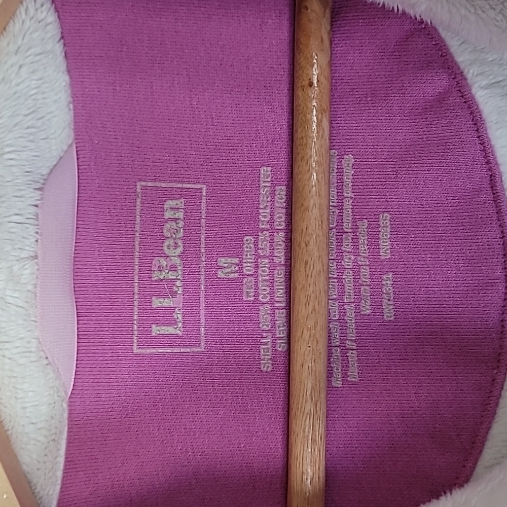 L.L.Bean Zip-Up Fleece-Lined Hoodie, Size M, Purple, Pockets - Picture 4 of 7